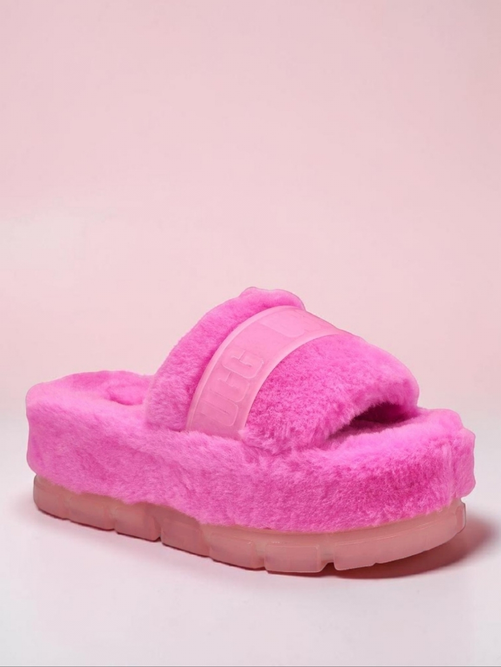UGG Women’s Fluffita Clear Slipper Slide In Carnation Size 8